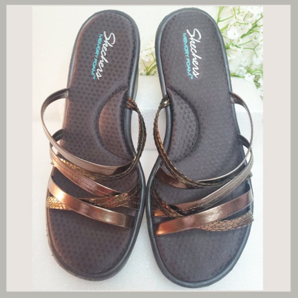skechers multi strap wedge sandals
